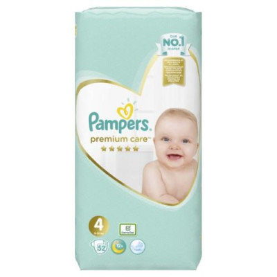 Sauskelnės PAMPERS Premium Care, Value Pack 4 dydis, 52 vnt.-Sauskelnės-Vaikų higienos prekės