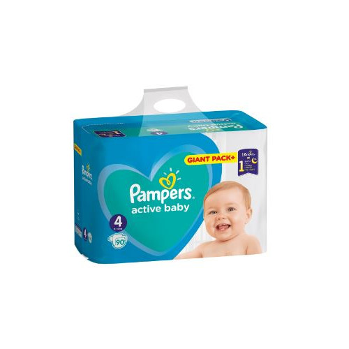 Sauskelnės PAMPERS Active Baby-Dry, Giant Pack Plus, 4 dydis 9-14kg, 90 vnt.-Sauskelnės-Vaikų
