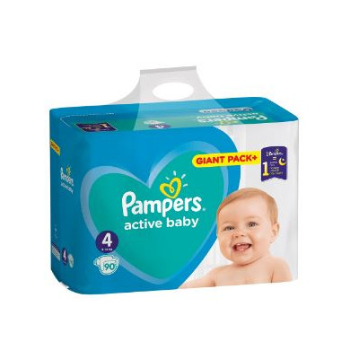 Sauskelnės PAMPERS Active Baby-Dry, Giant Pack Plus, 4 dydis 9-14kg, 90 vnt.-Sauskelnės-Vaikų
