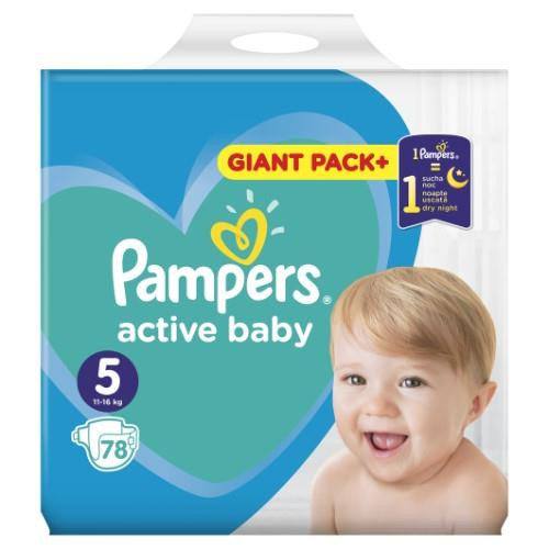 Sauskelnės PAMPERS Active Baby-Dry, Giant Pack Plus, 5 dydis 11-16kg, 78 vnt.-Sauskelnės-Vaikų