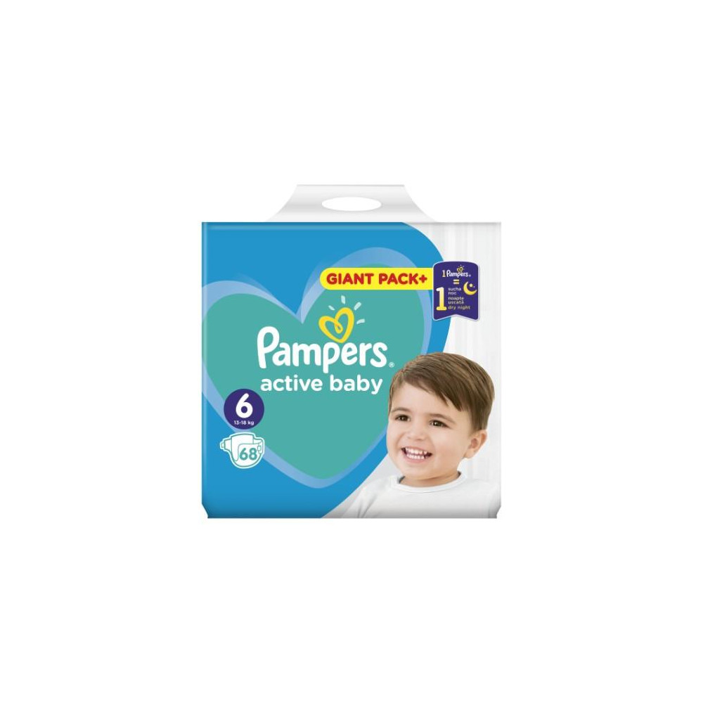 Sauskelnės PAMPERS Active Baby-Dry, Giant Pack Plus, 6 dydis 13-18 kg, 68
