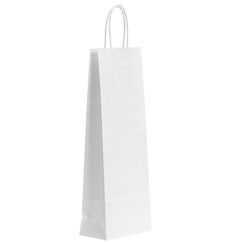 Popierinis maišelis buteliui TWIST, 140x80x390 mm, baltas-Dovanų maišeliai-Dovanų dėžės