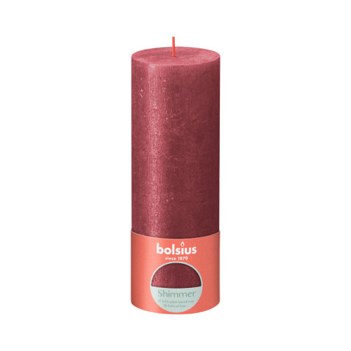 Žvakė - cilindras RUSTIC, raudona, D 6,8 cm, H 19 cm, vnt-Kiti reikmenys-Indai, stalo