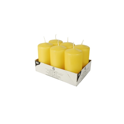 Žvakė - cilindras, geltona, D 6 cm, H 11,5 cm, 24 h, 6 vnt.-Kiti reikmenys-Indai, stalo