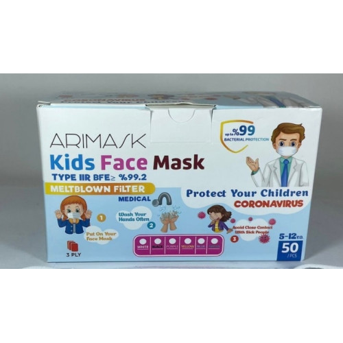 Medicininės vaikiškos veido kaukės ARIMASK, mėlynos, 50vnt-Apsaugos priemonės-Darbo saugos