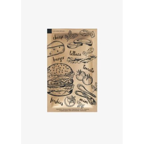 Drėgnos servetėlės FRESHIES, kraft popierius, food doodle, 6x10cm., 1000 vnt-Drėgnos