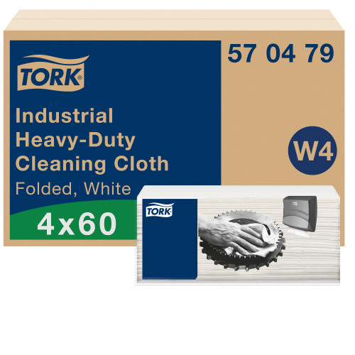 Valymo šluostės TORK Industrial Heavy duty, W4, Premium 41,5 x 35,5 cm, 60 vnt., Balta sp.