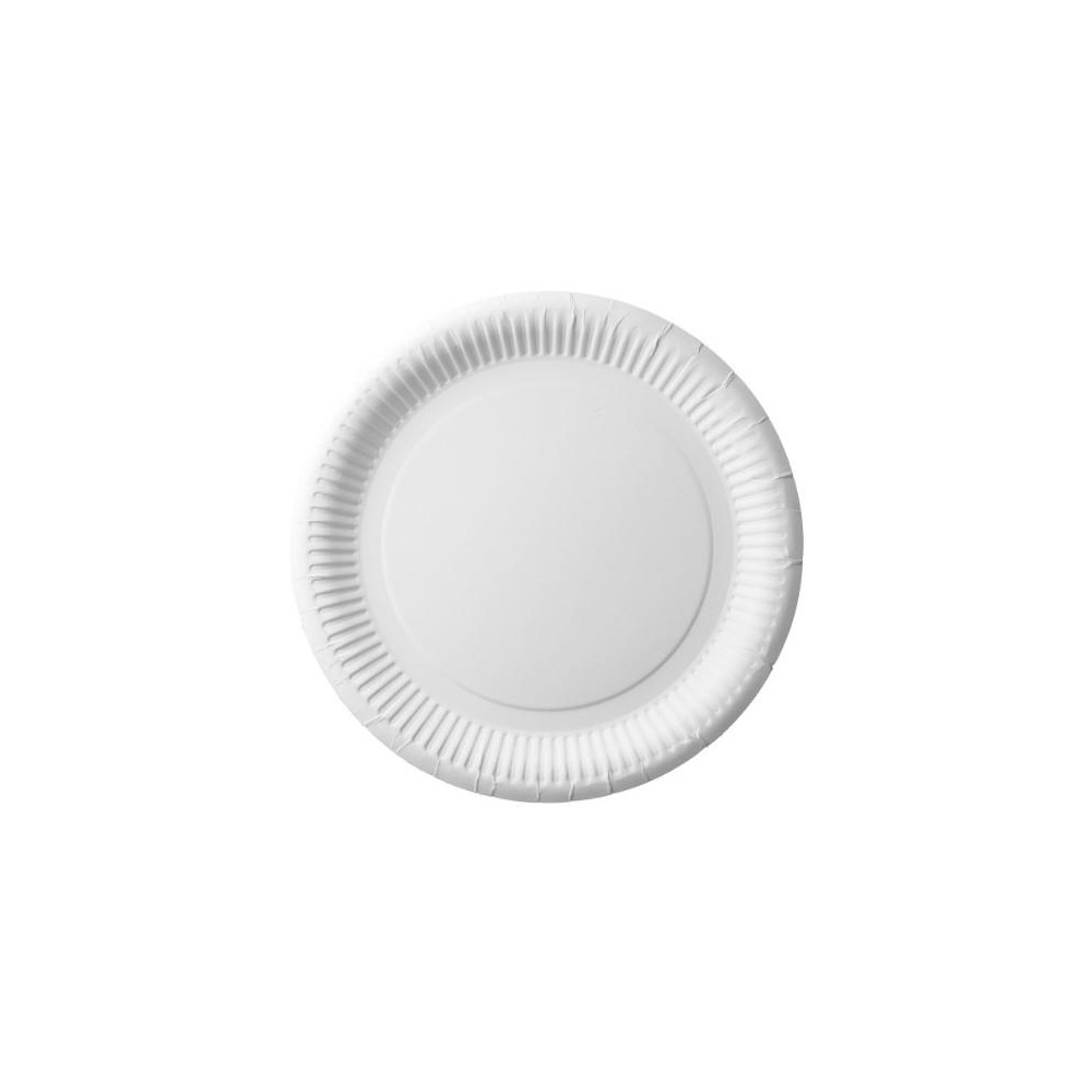 Vienkartinė lėkštė ABCPAK, popierinė, balta, 23 cm, 100 vnt.-Vienkartiniai indai-Indai, stalo
