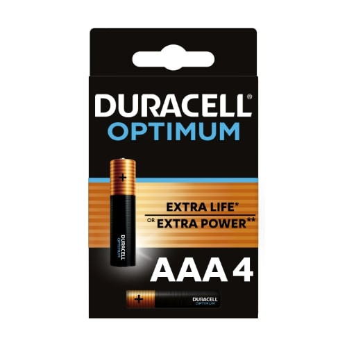 Baterijos DURACELL Optimum, AAA, 4 vnt.-Baterijos AA, AAA-Elementai