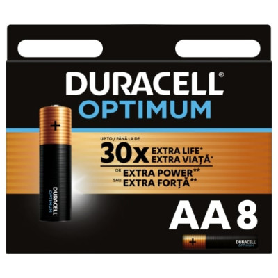 Baterijos DURACELL Optimum, AA, 8 vnt.-Baterijos AA, AAA-Elementai
