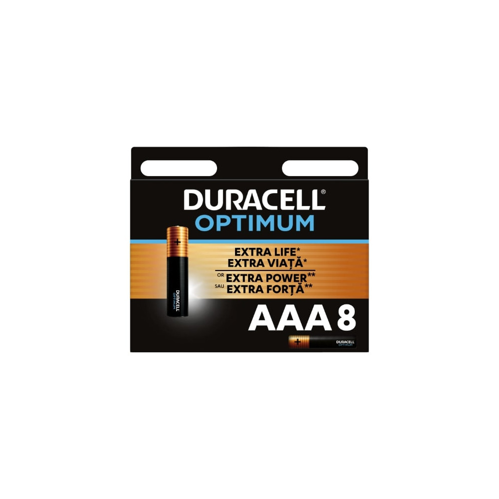 Baterijos DURACELL Optimum, AAA, 8 vnt.-Baterijos AA, AAA-Elementai