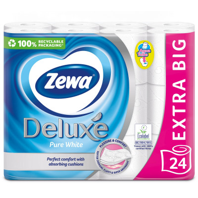 Tualetinis popierius ZEWA Deluxe, Pure White, 3 sluoksnių, 24 vnt-Tualetinis