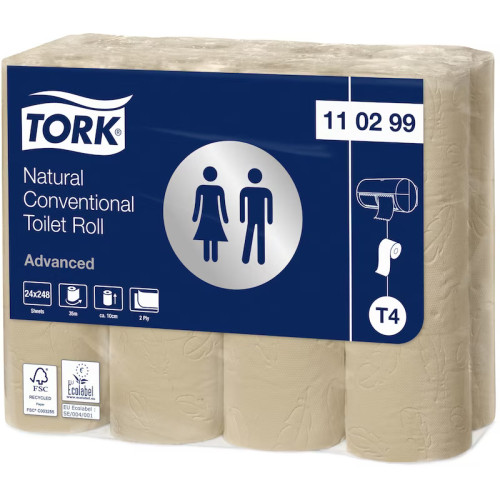 Tualetinis popierius TORK ADVANCED T4,110299, 2 sl., 9,9 cm x 34.7m, 24 vnt./pak., natūralios