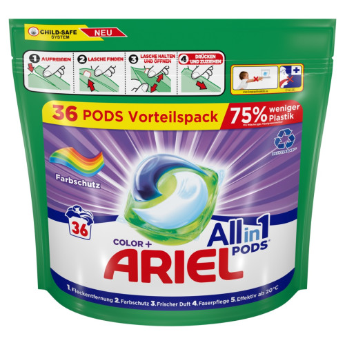 Skalbimo kapsulės Ariel Color+, 36vnt-Skystos skalbimo priemonės-Skalbimo ir indų plovimo