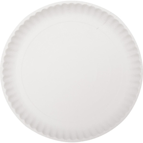 Vienkartinė lėkštė, balta, popierius/be dangos, D 23 cm, 100 vnt.-Vienkartiniai indai-Indai