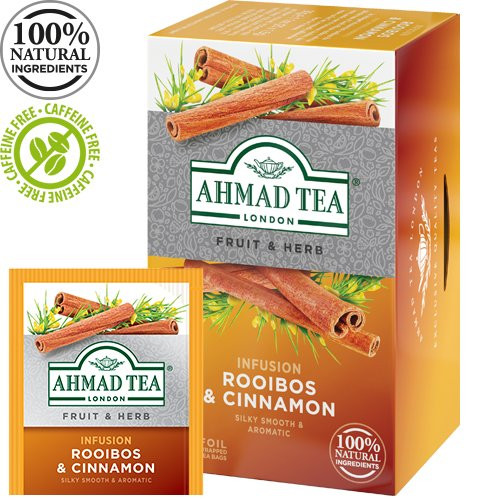 Žolelių arbata AHMAD ROOIBOS & CINNAMON, 20 vokelių po 1,5g-Žolelių arbata-Arbata