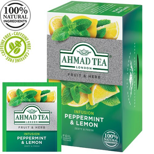 Žolelių arbata AHMAD PEPPERMINT & LEMON 20 vokelių po 1,5g-Žolelių arbata-Arbata