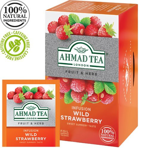 Vaisinė arbata AHMAD ALU WILD STRAWBERRY, 20 vokelių su siūlu po 2 g-Vaisinė arbata-Arbata