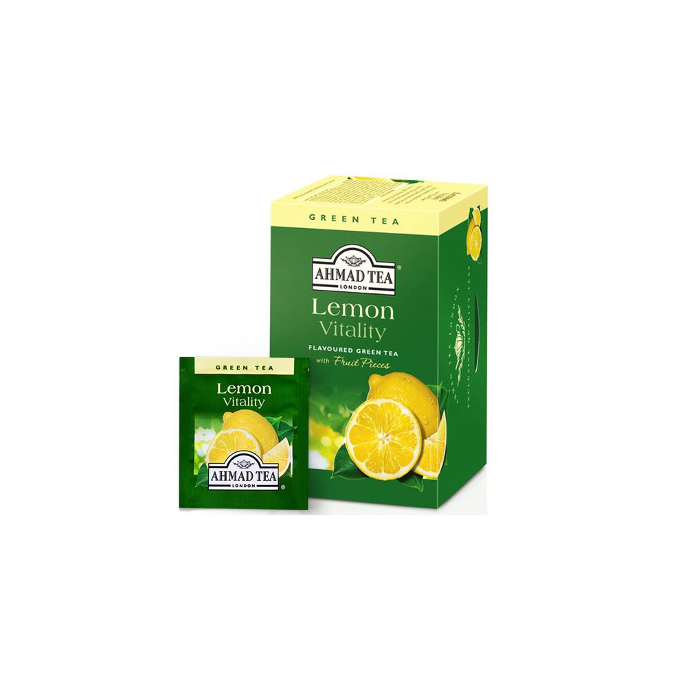 Arbata AHMAD ALU GREEN LEMON TEA, 20 vokelių su siūlu-Žalioji arbata-Arbata