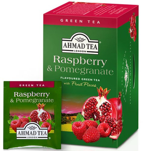 Žalioji arbata AHMAD GREEN Raspberry & Pomegranate, 20 vokelių-Žalioji arbata-Arbata