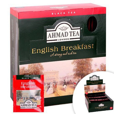 Arbata AHMAD Alu ENGLISH Breakfast, 100 x 2 g arbatos pakelių.-Juodoji arbata-Arbata