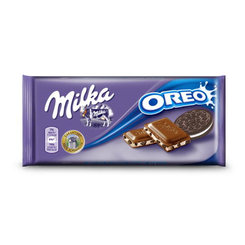 Pieniškas šokoladas su sausainiu MILKA Oreo Choco, 100 g-Šokoladiniai batonėliai-Saldumynai