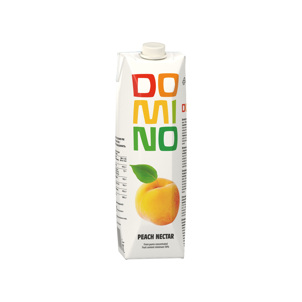 Persikų nektaras DOMINO, 1 L-Sultys, nektarai, sulčių gėrimai-Nealkoholiniai gėrimai