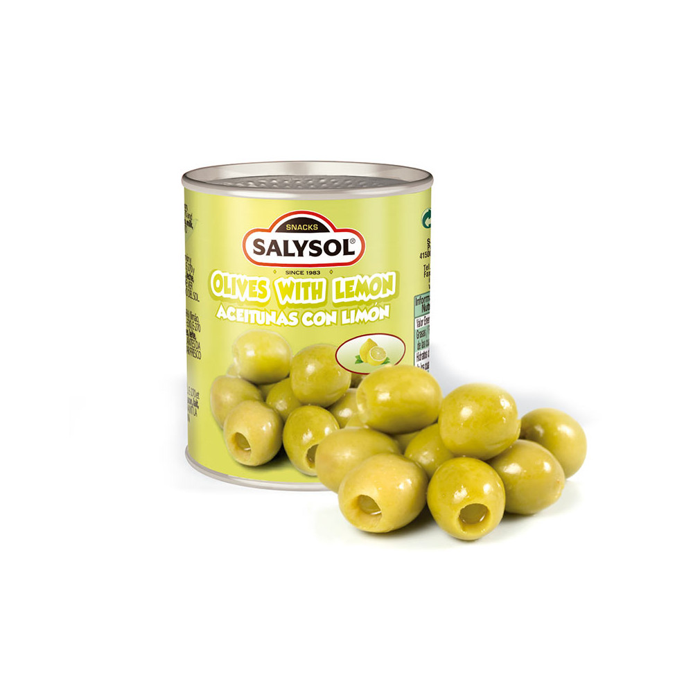 Žaliosios alyvuogės SALYSOL, įdarytos citrina, 120g/50g-Konservuotos daržovės-Bakalėja