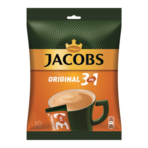 Tirpiosios kavos gėrimas JACOBS 3 in 1, maišelis, 10 x 15,2 g-Tirpi kava-Kava, kakava