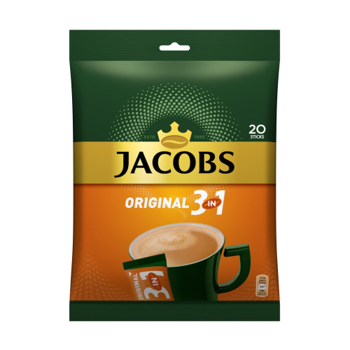 Tirpiosios kavos gėrimas JACOBS 3 in 1, maišelis, 20 x 15,2 g-Tirpi kava-Kava, kakava