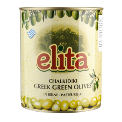 Alyvuogės ELITA žaliosios, be kauliukų, L dydis, 400 g/ 200 g-Konservuotos daržovės-Bakalėja