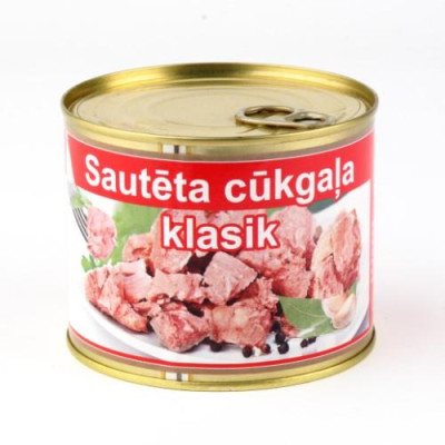 Troškintos kiaulienos konservai, 525 g-Konservuota mėsa-Bakalėja
