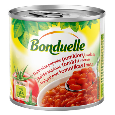 Baltosios pupelės pomidorų padaže BONDUELLE, 430 g-Konservuotos daržovės-Bakalėja