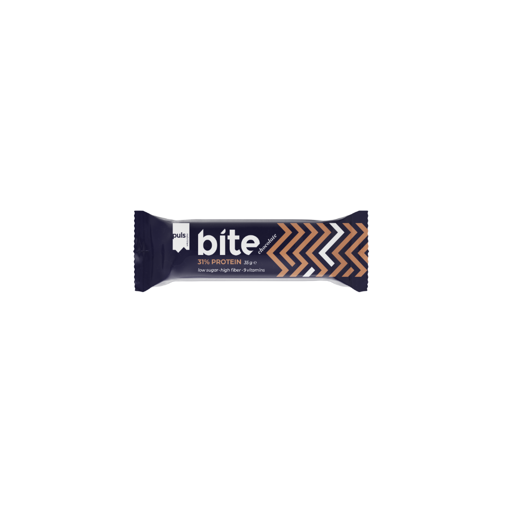 Baltymų batonėlis PULS BITE šokolado skonio, 35g-Javainių batonėliai-Užkandžiai