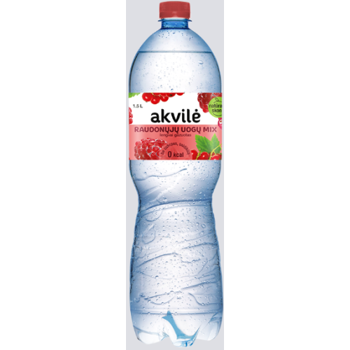 Stalo vanduo AKVILĖ "Raudonųjų uogų mix "1,5 L-Gazuotas vanduo-Nealkoholiniai gėrimai