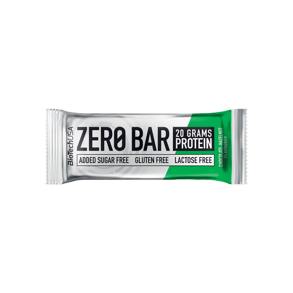 Baltyminis batonėlis BioTechUSA Zero Bar, šokoladinis, su lazdyno riešutais, 50 g-Šokoladiniai