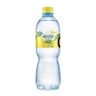 Stalo vanduo "AKVILĖ" su citrinos aromatu, lengvai gazuotas, 0.5l-Gazuotas