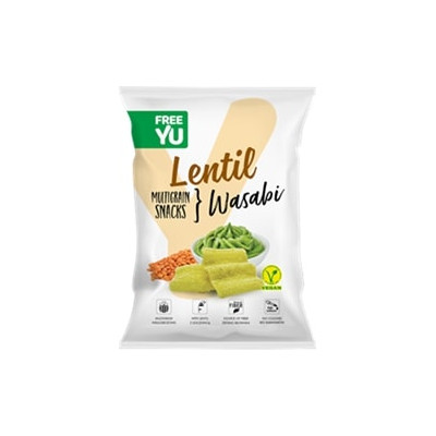 Veganiški lęšių traškučiai FREE YU, wasabi skonio, 70 g-Veganiški produktai-Veganiški produktai