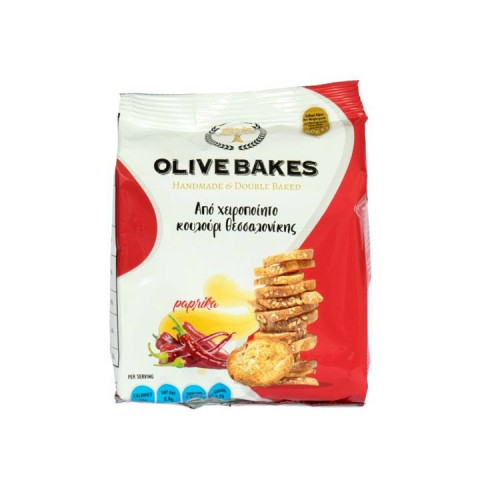 Duonos traškučiai OLIVE BAKES, paprikos skonio, 80 g-Traškučiai, tortilijos-Užkandžiai