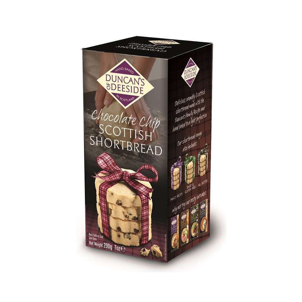 Sausainiai DUNCAN'S OF DEESIDE Scottish Shortbread su šokolado gabalėliais, 200