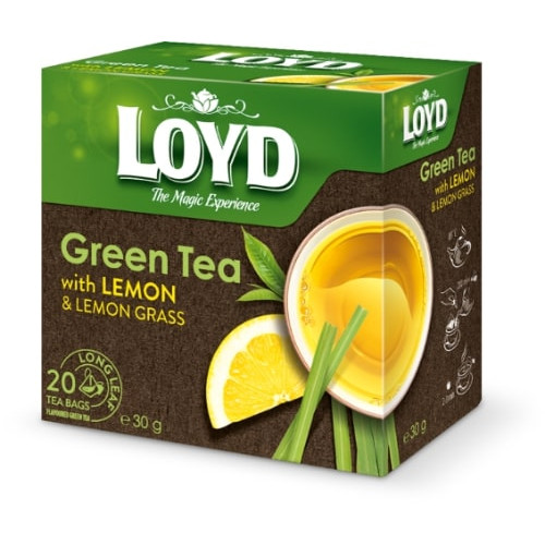 Aromatizuota žalioji arbata LOYD, su citrinų žievelėmis ir citrinžole, 20 x 1.5g-Žalioji