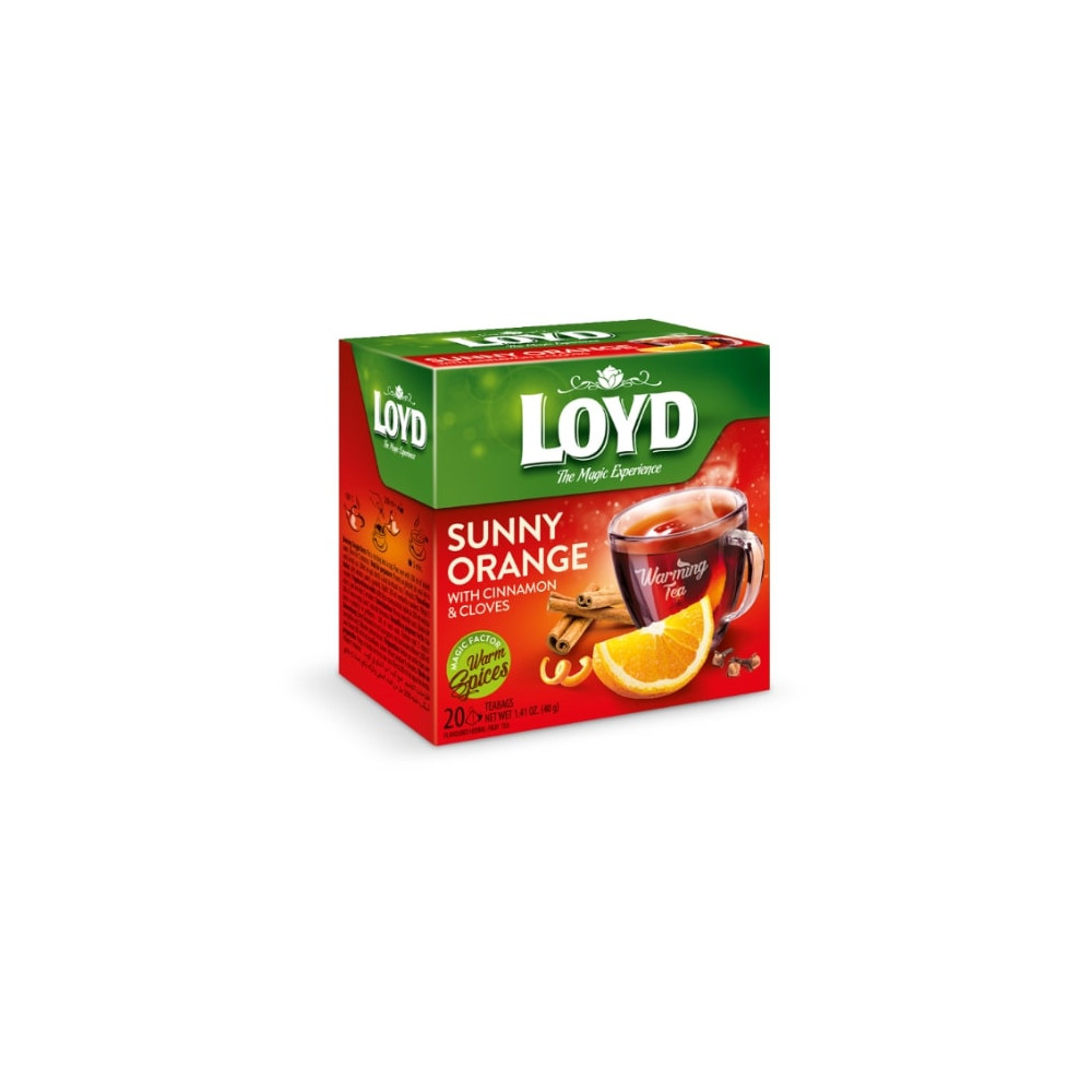 Žolelių ir vaisių arbata LOYD, apelsinų cinamono ir gvazdikėlių skonio, 20 x 2g-Žolelių