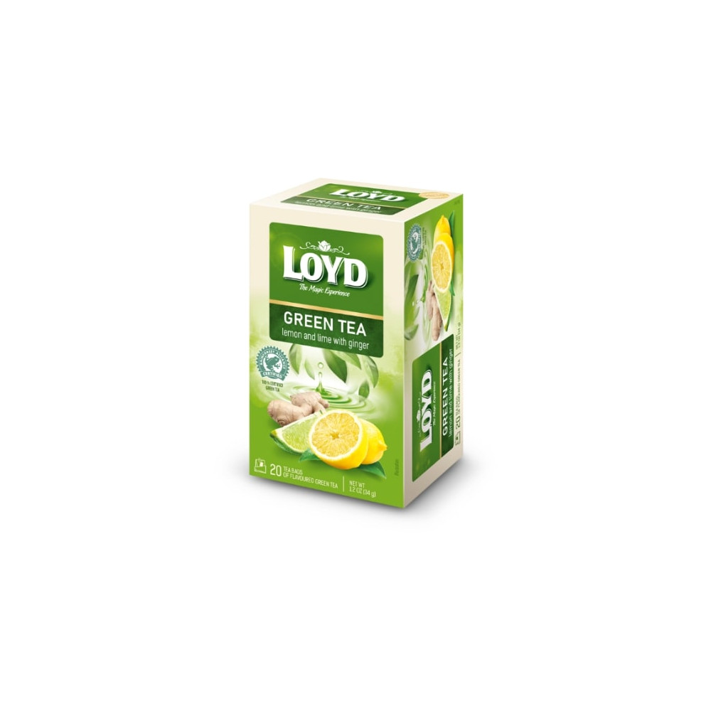 Žalioji arbata LOYD, citrinų-laimų ir imbiero skonio, 20 x 1.7g-Žalioji arbata-Arbata