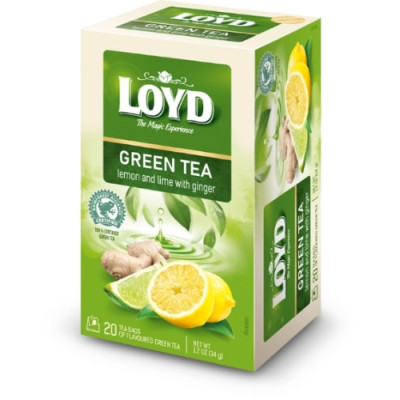 Žalioji arbata LOYD, citrinų-laimų ir imbiero skonio, 20 x 1.7g-Žalioji arbata-Arbata
