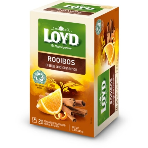 Raudonoji arbata LOYD, apelsinų ir cinamono skonio, 20 x 2g-Vaisinė arbata-Arbata
