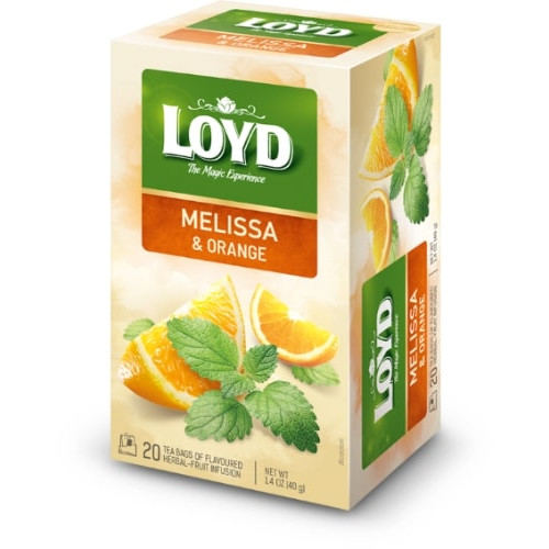 Žolelių ir vaisių arbata LOYD, melisų ir apelsinų skonio, 20 x 2g-Žolelių arbata-Arbata
