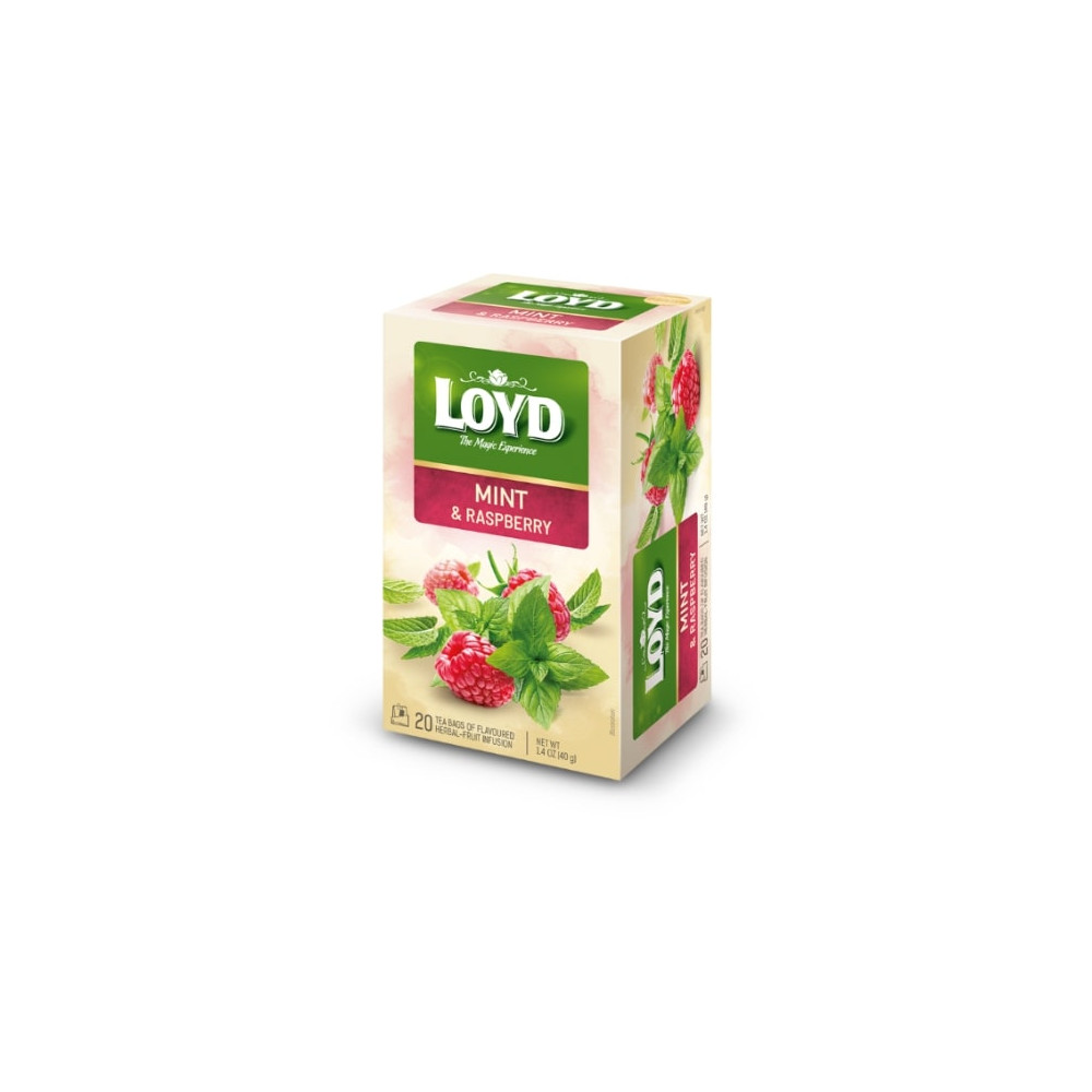 Žolelių ir vaisių arbata LOYD, mėtų ir aviečių skonio, 20 x 2g-Žolelių arbata-Arbata