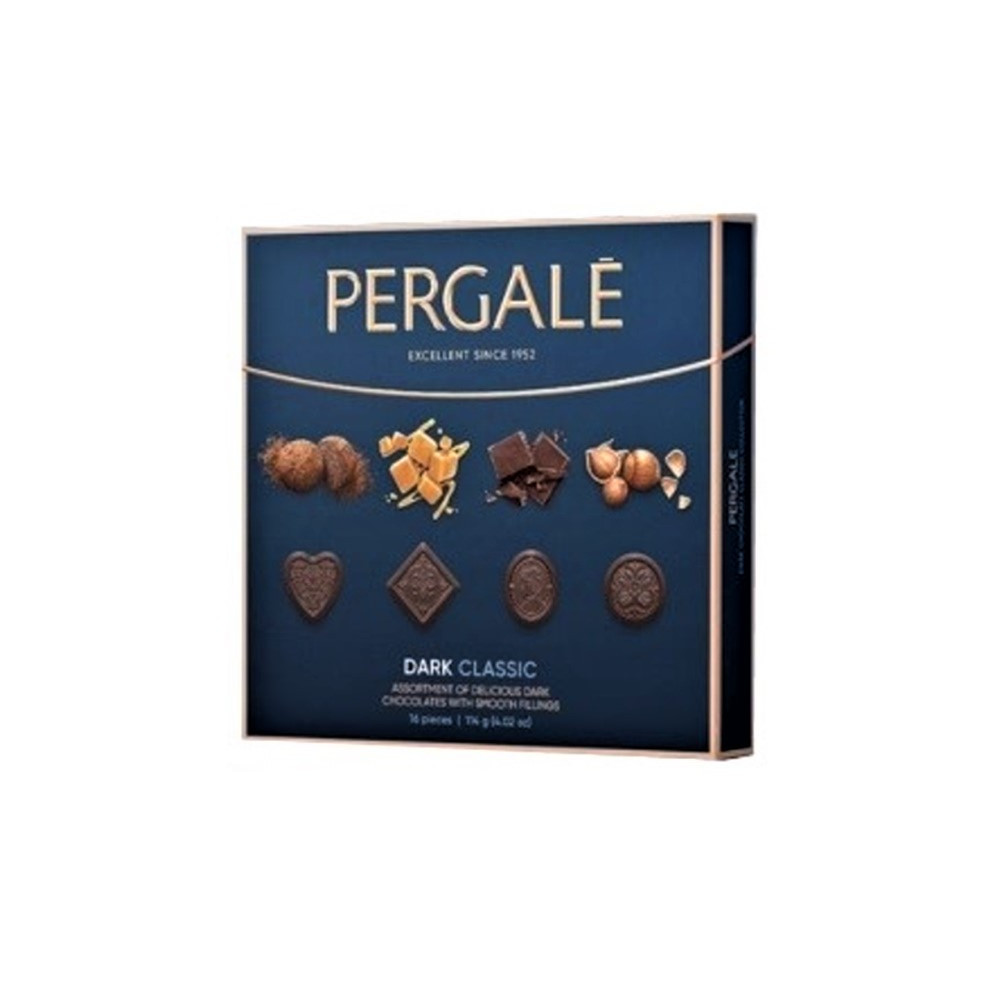 Saldainių rinkinys PERGALĖ Classic, su juoduoju šokoladu, 114g-Saldainiai-Saldumynai