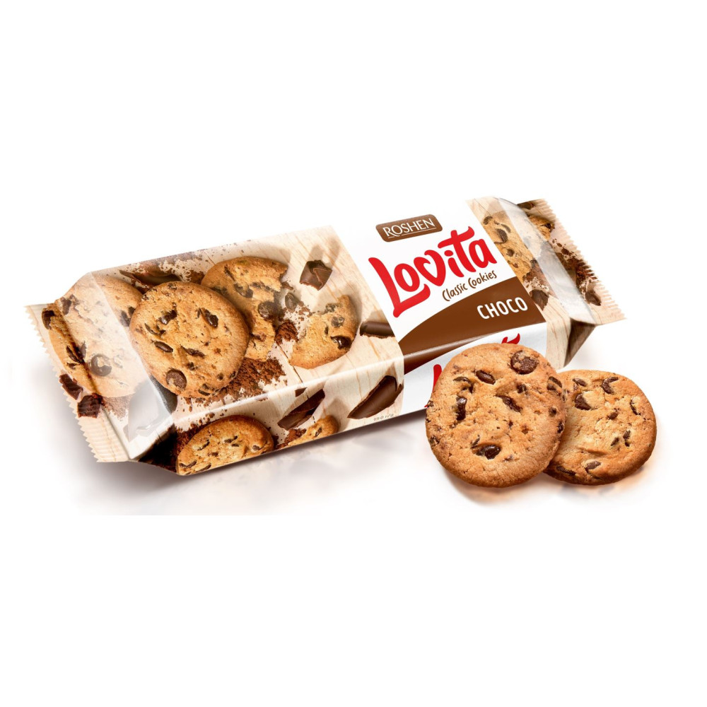 Sausainiai LOVITA, su šokolado gabaliukais, 150 g-Sausainiai-Saldumynai