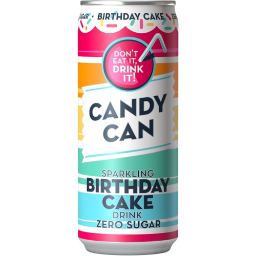 Gazuotas gaivusis gėrimas CANDY CAN, braškių ir vanilės skonio, su saldikliais, 0.33 l
